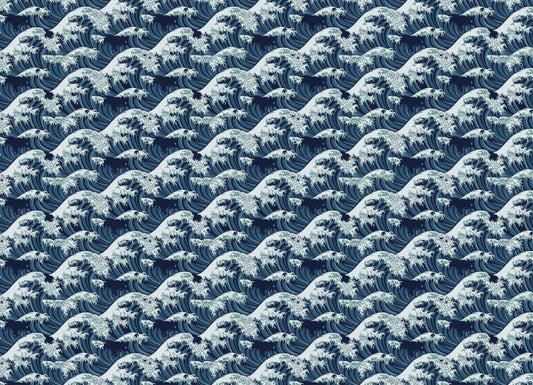 Japanese Great Wave Repeat Pattern Wallpaper