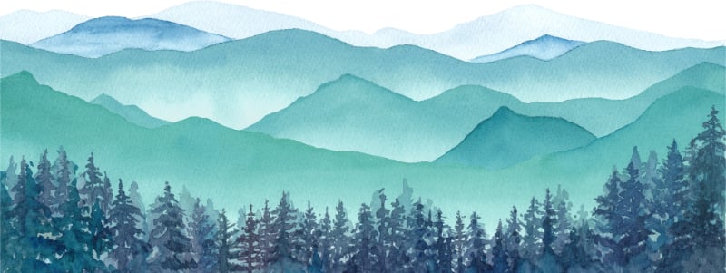 Kids Watercolor Snowy Hills Removable Murals