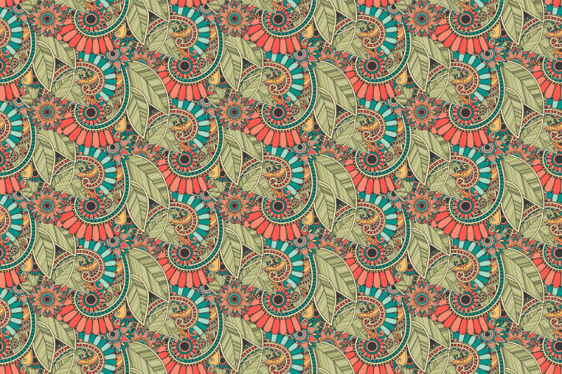 Zentangle Doodle Repeat Pattern Wallpaper in your room — zoomed