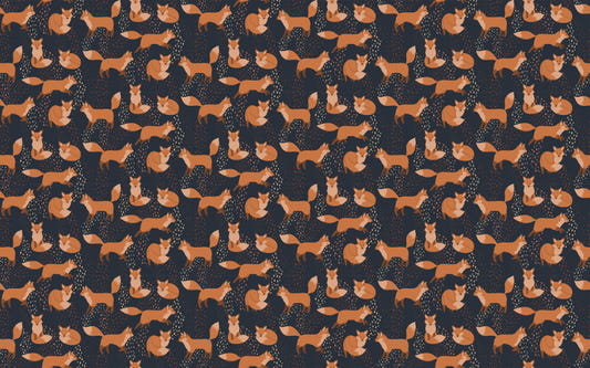 Orange Foxes Kids Room Repeat Pattern Wallpaper