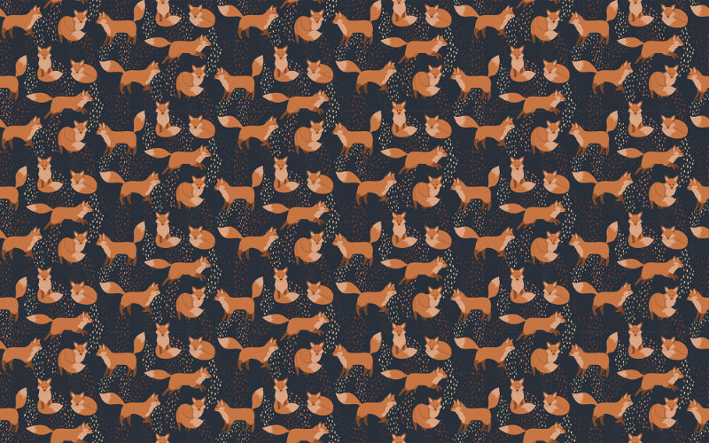 Orange Foxes Kids Room Repeat Pattern Wallpaper in your room — zoomed