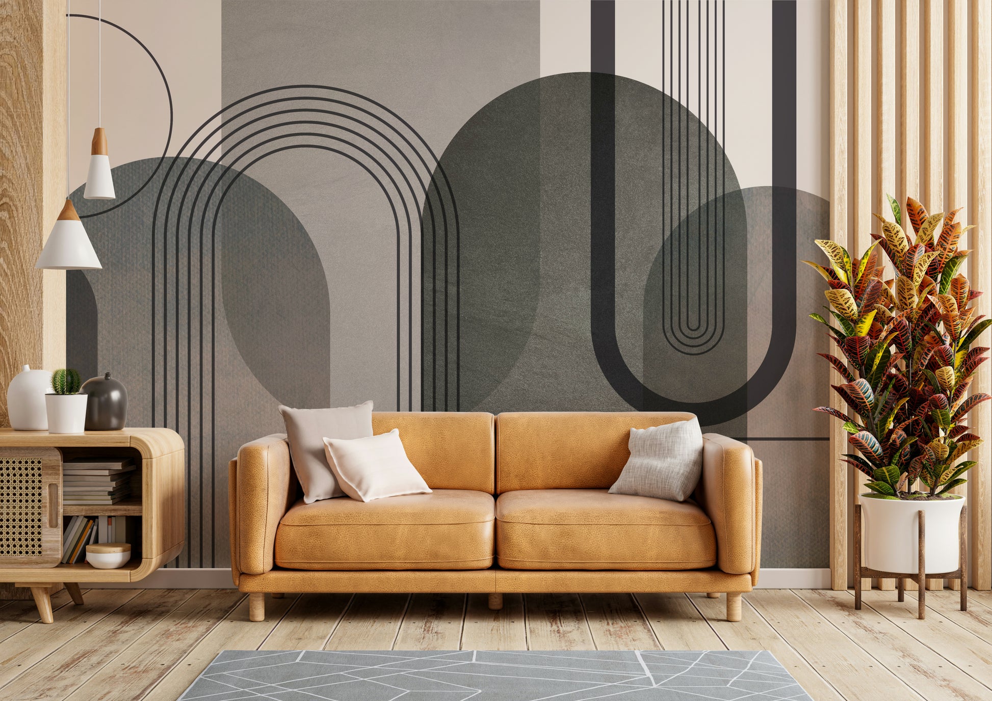 Subtle green arches wall wallpaper


