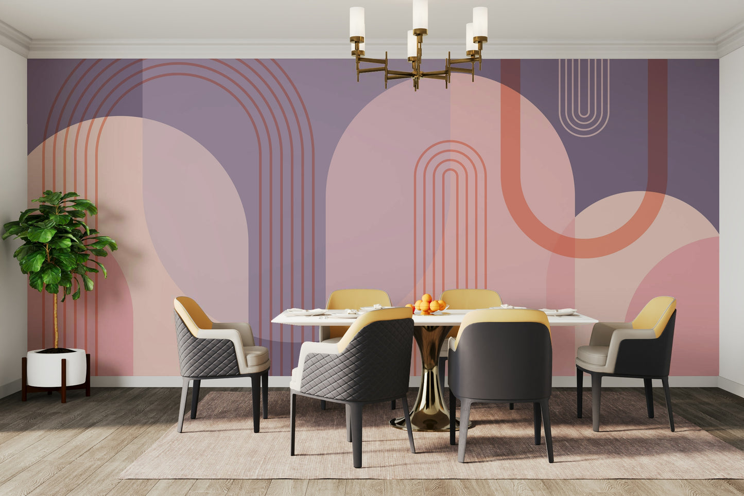 Abstract pink arches wallpaper mural

