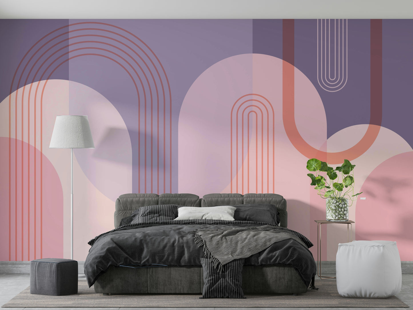 Soft pink arch mural for walls

