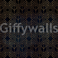 Luxury Art Deco mural in deep charcoal black for stylish rooms

