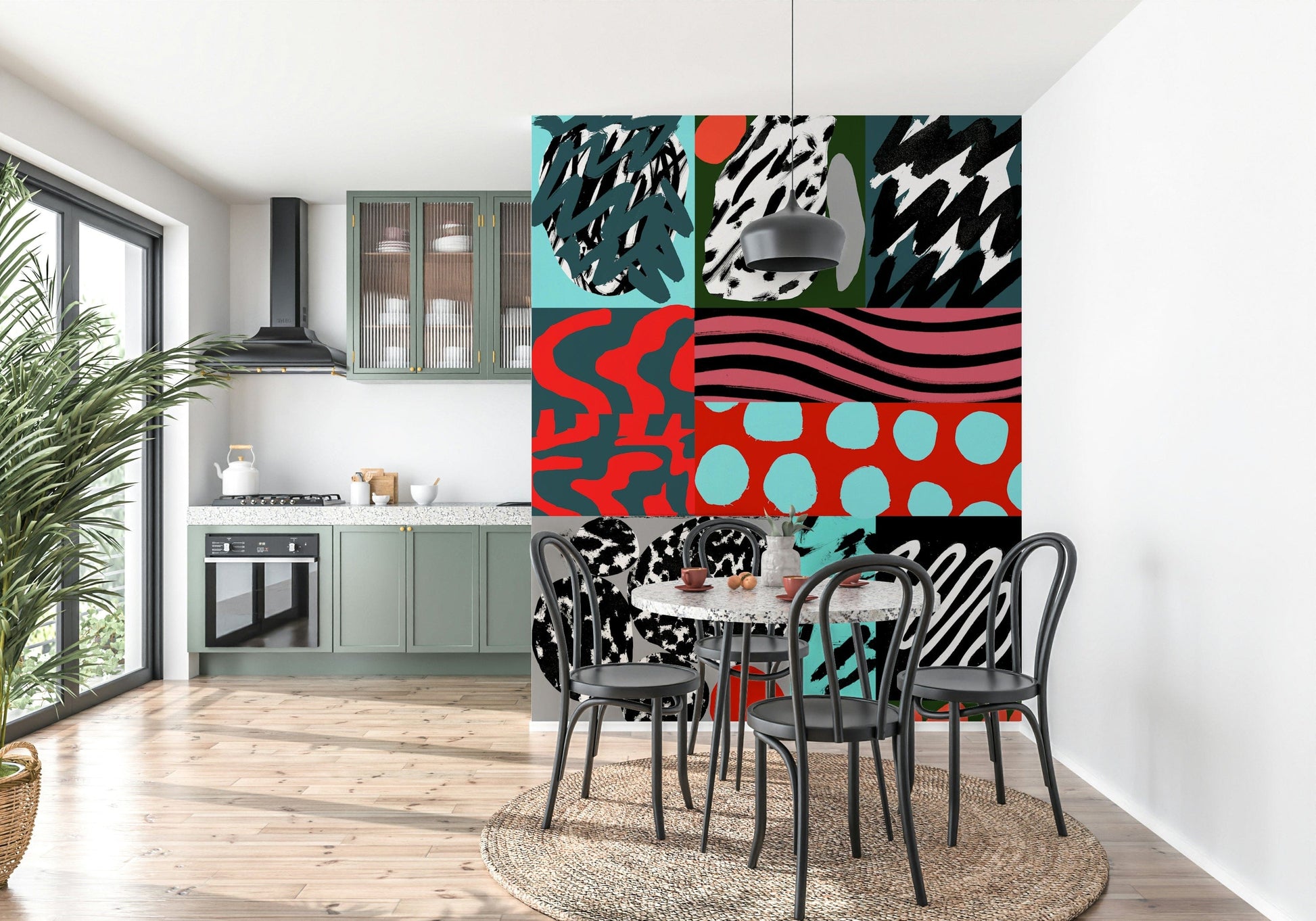 A contemplative subtle design wallpaper mural for a feature wall.

