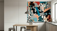 A calming abstract design wallpaper mural that defines a space.

