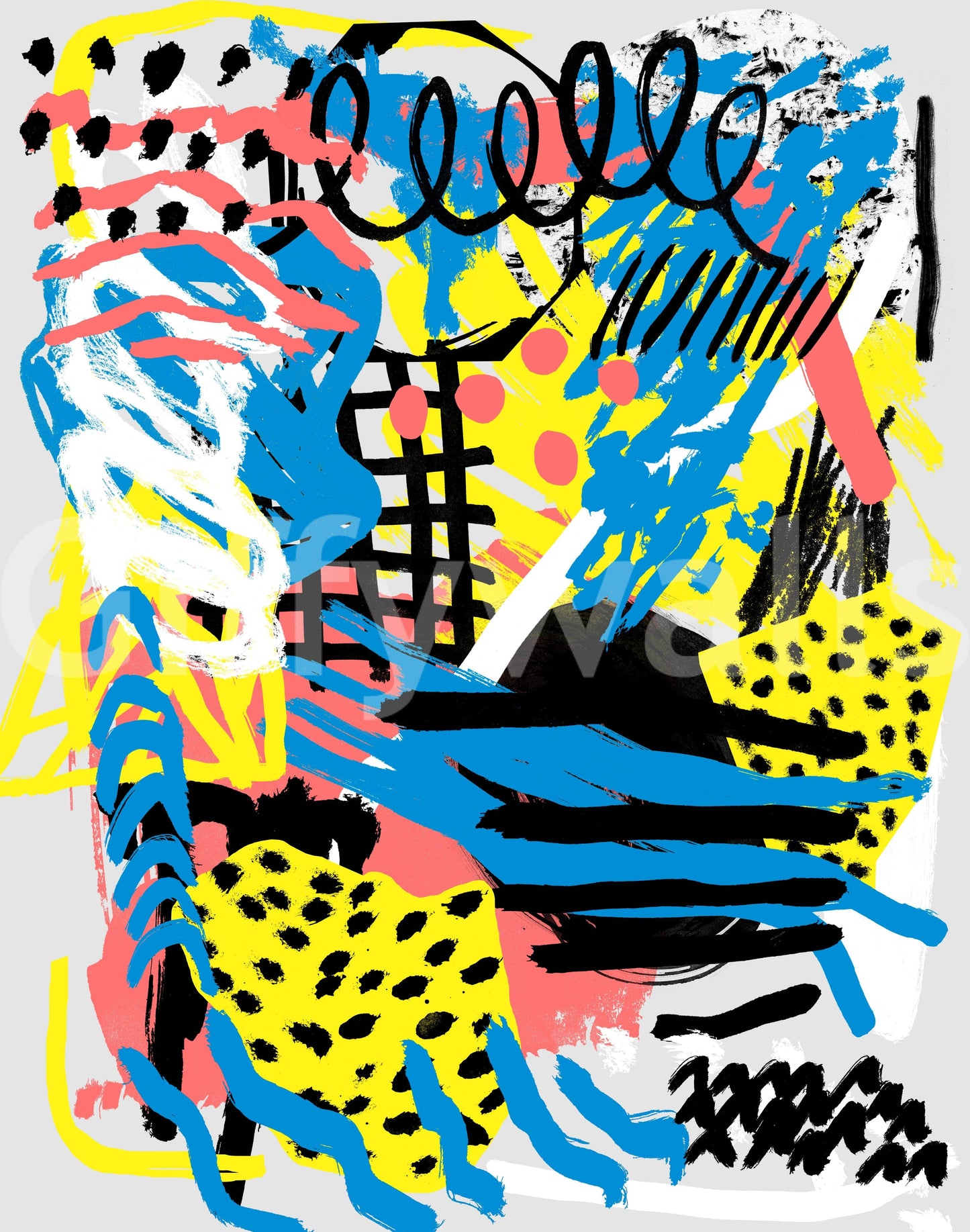 A beautiful modern art wall mural of delicate lines.