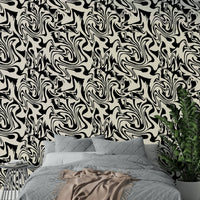 Dynamic molten motion graphic print decor wallpaper.
