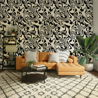 Groovy retro 70s inspired marble effect wallpaper.