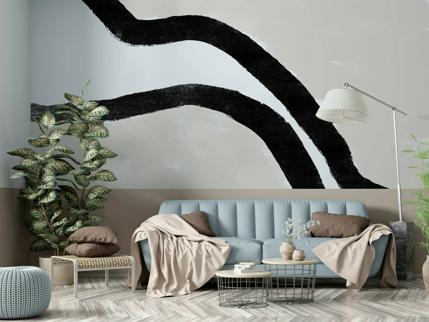 A contemplative modern design wallpaper mural for a feature wall.

