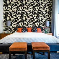 The Cropped Shapes Wallpaper on a modern accent wall.
