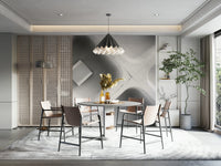 An artistic quiet landscape mural on minimalist wallpaper.

