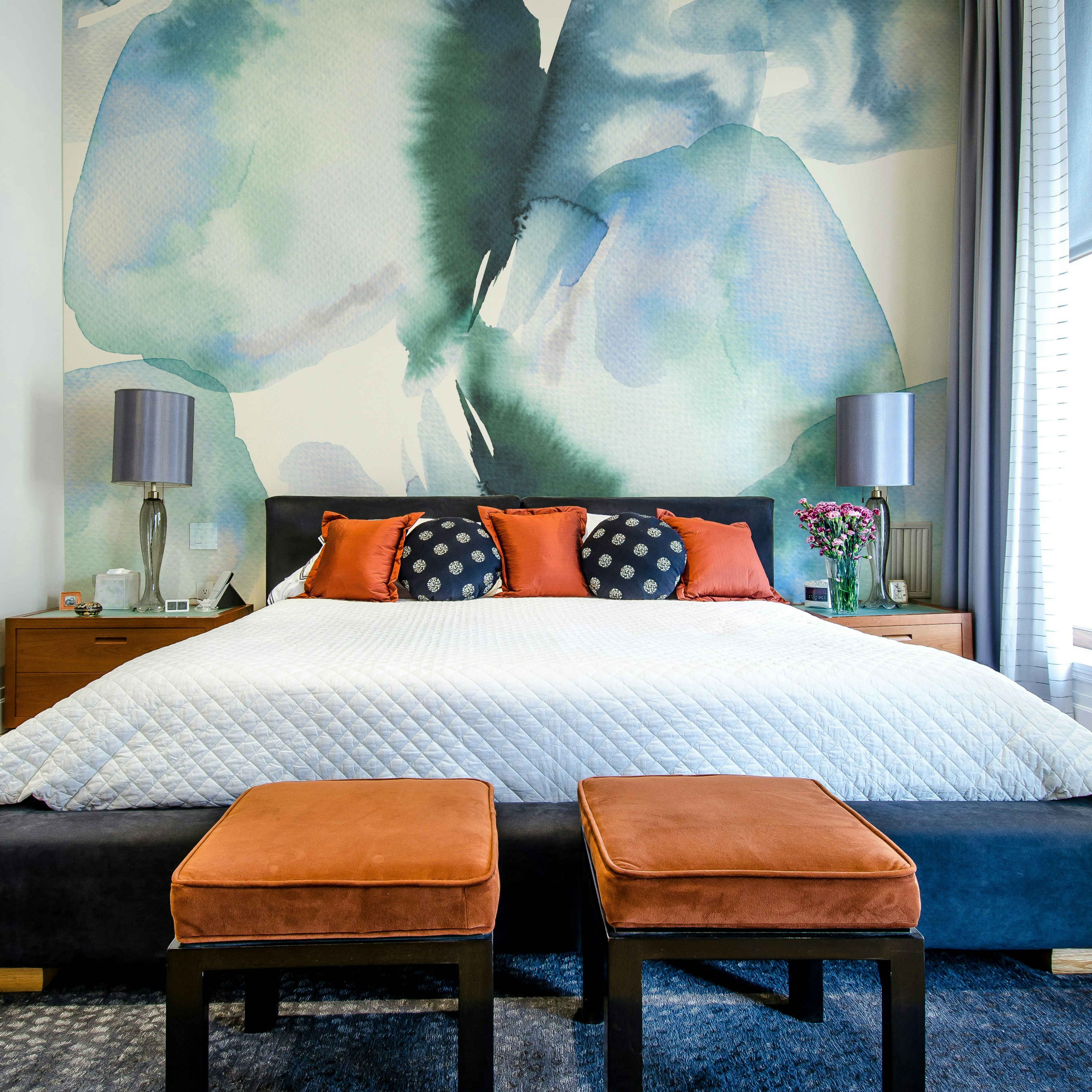 Abstract Blue Landscape Wall Mural – Artful Calm