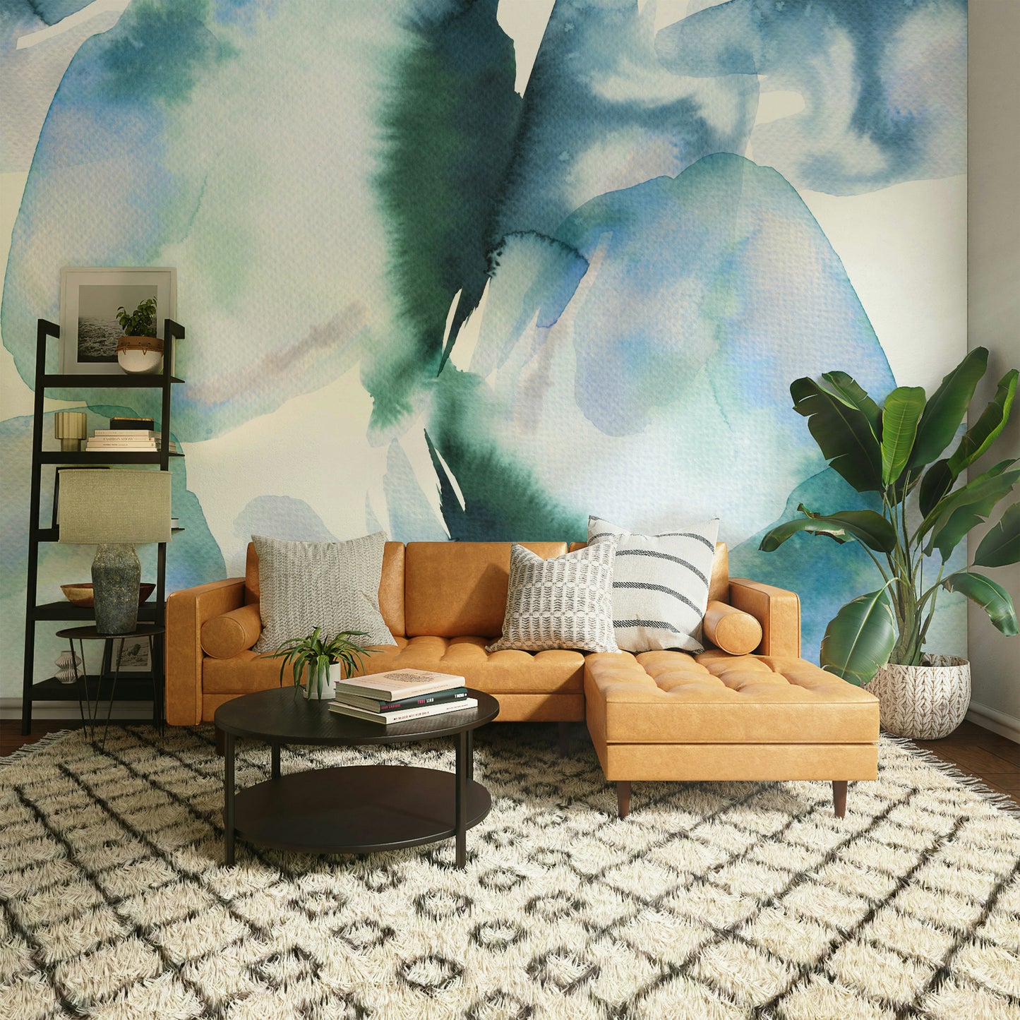 Abstract Art Landscape Blue Wall Mural