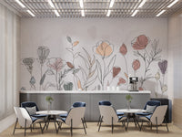 Minimalist floral wallpaper with soft pastel hues
