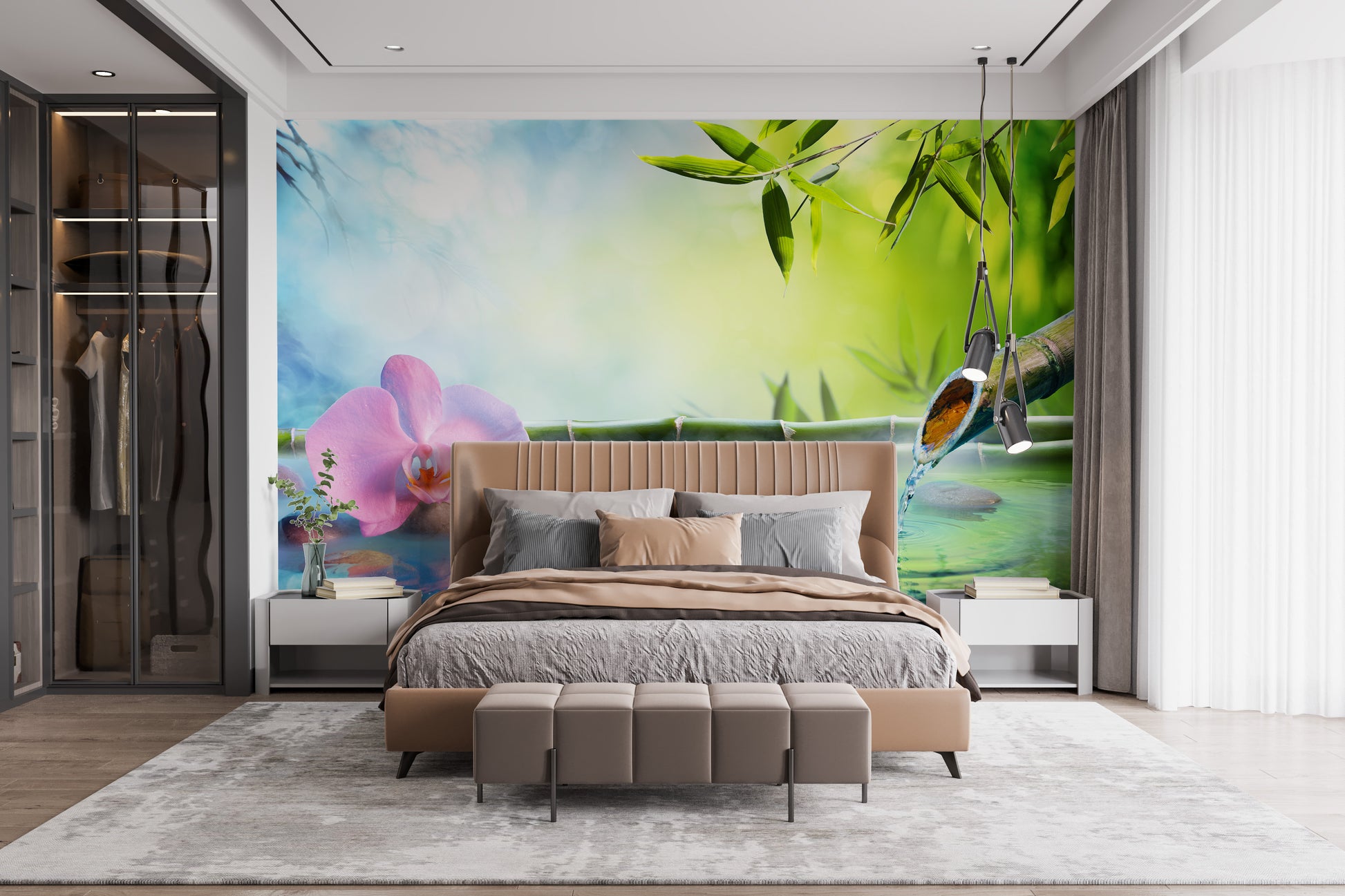 Minimalist Peaceful Bamboo Grove Wall Mural for luxury interiors