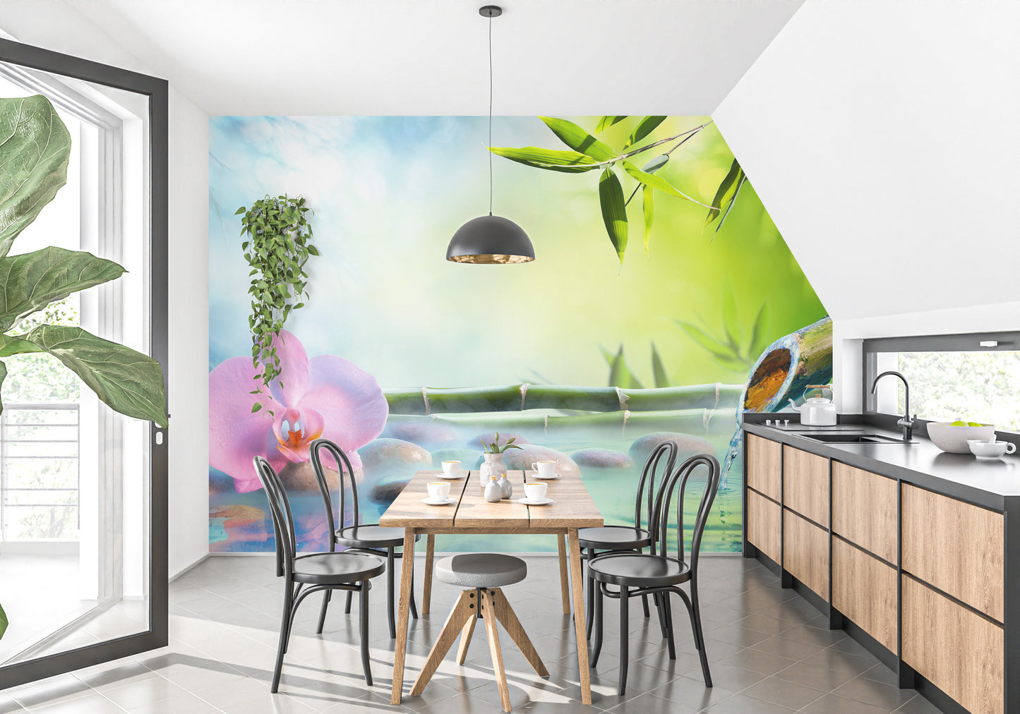 Artistic Peaceful Bamboo Grove Wall Mural for contemporary wall decor