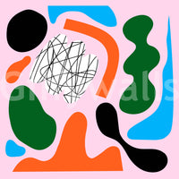 A beautiful modern art wall mural of delicate lines.