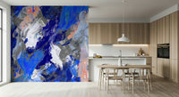 A calming modern design wallpaper mural that defines a space.

