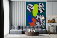 Expressive textured shapes in vibrant hues creating a dynamic contemporary art wallpaper.