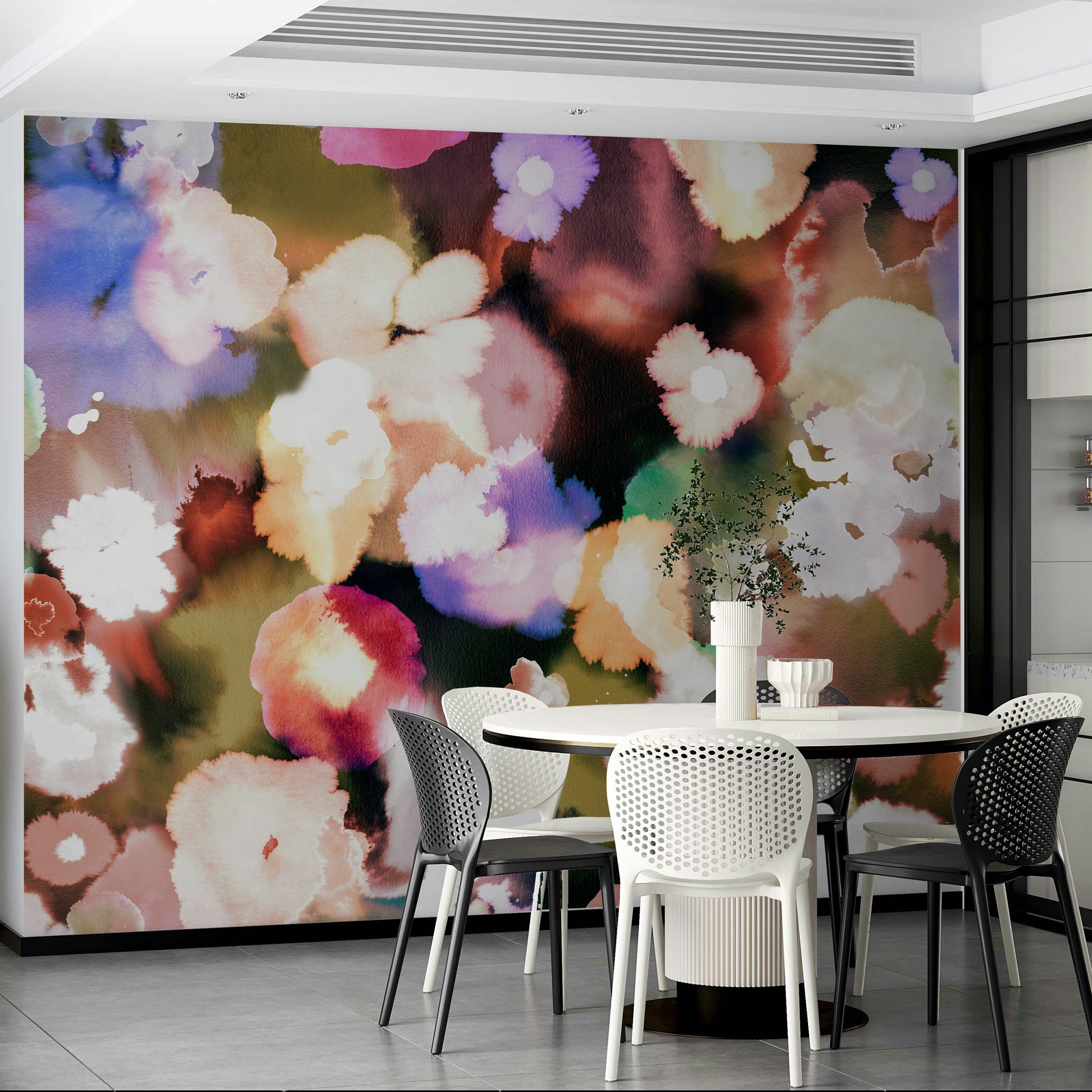 Artistic flower design with warm sunset hues

