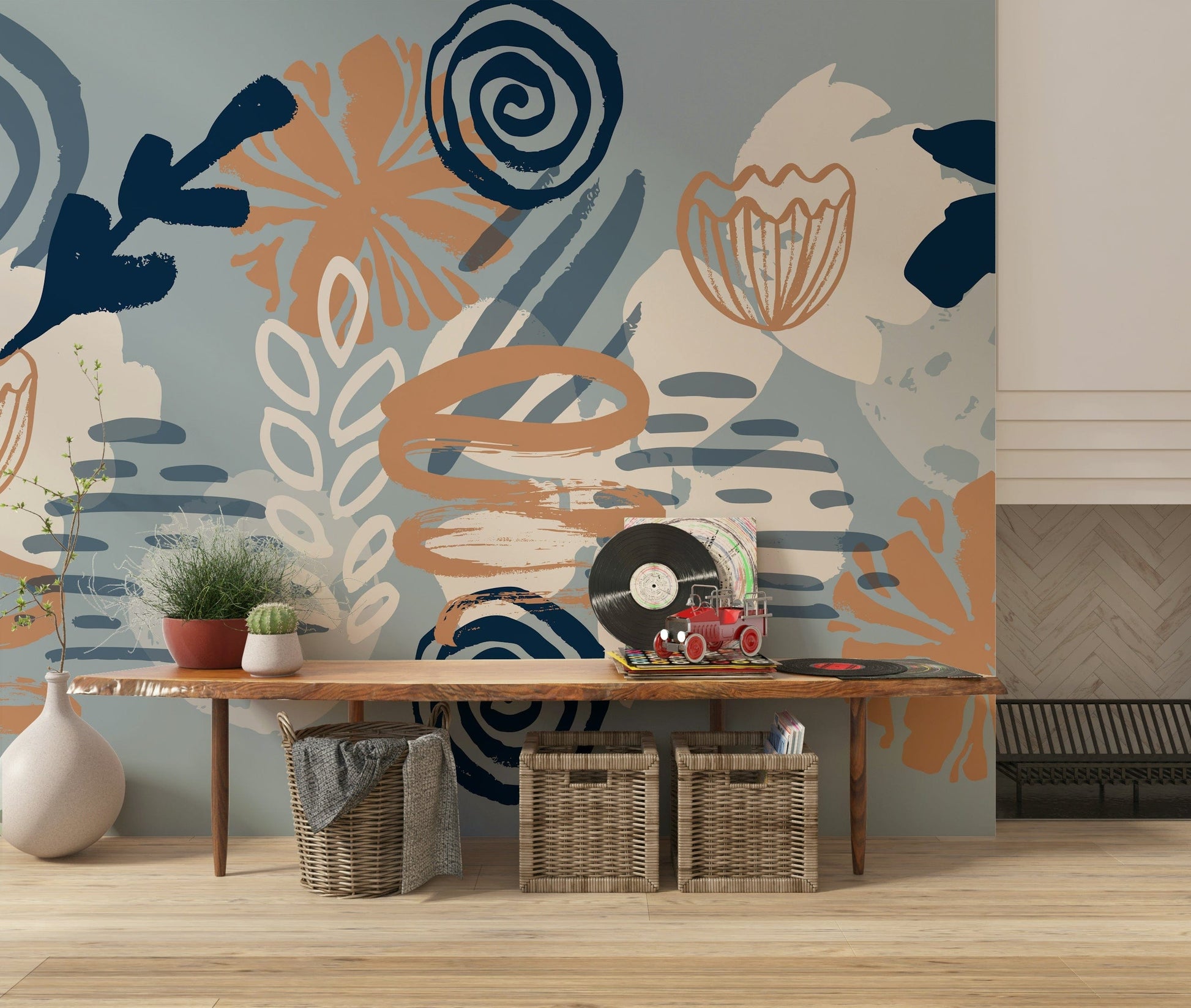 A classic floral wallpaper for walls with a modern theme.

