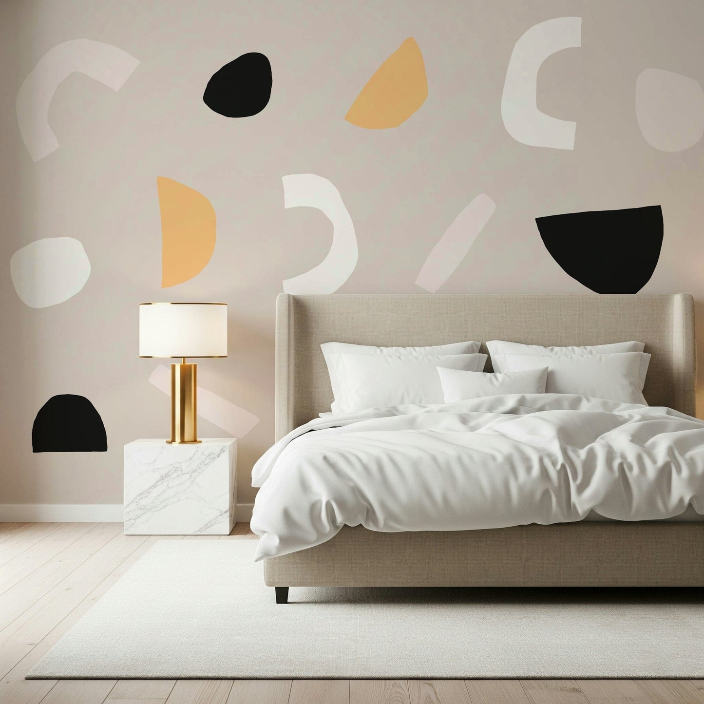 A graceful subtle pattern wall mural in cool, natural tones.