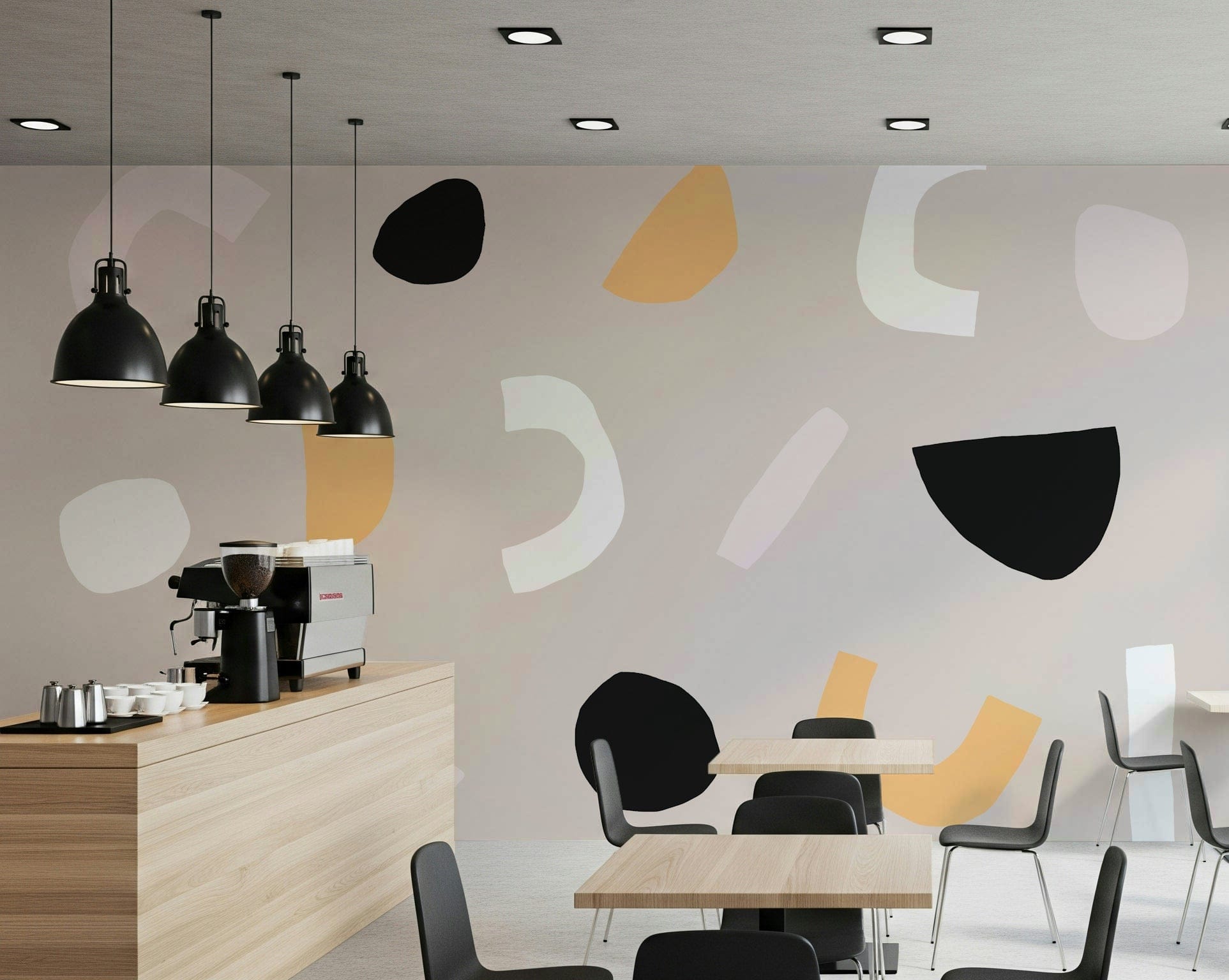 A contemplative modern design wallpaper mural for a feature wall.
