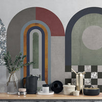 Abstract geometric arch wall mural with modern design
