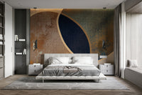 A peaceful modern abstract mural on decorative wallpaper.

