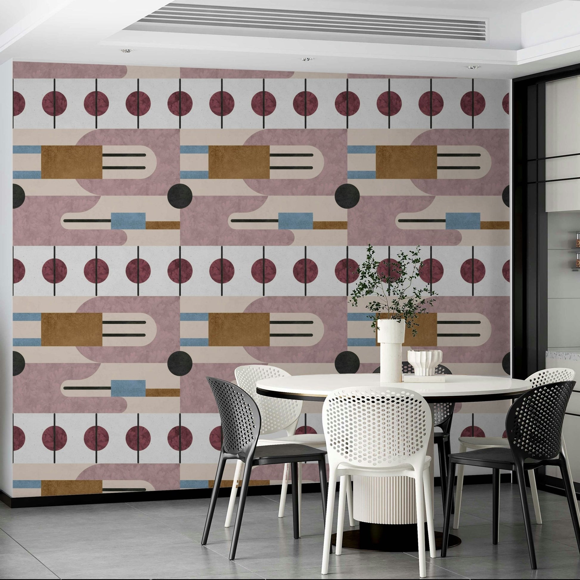 Warm-toned wall mural with modern simplicity

