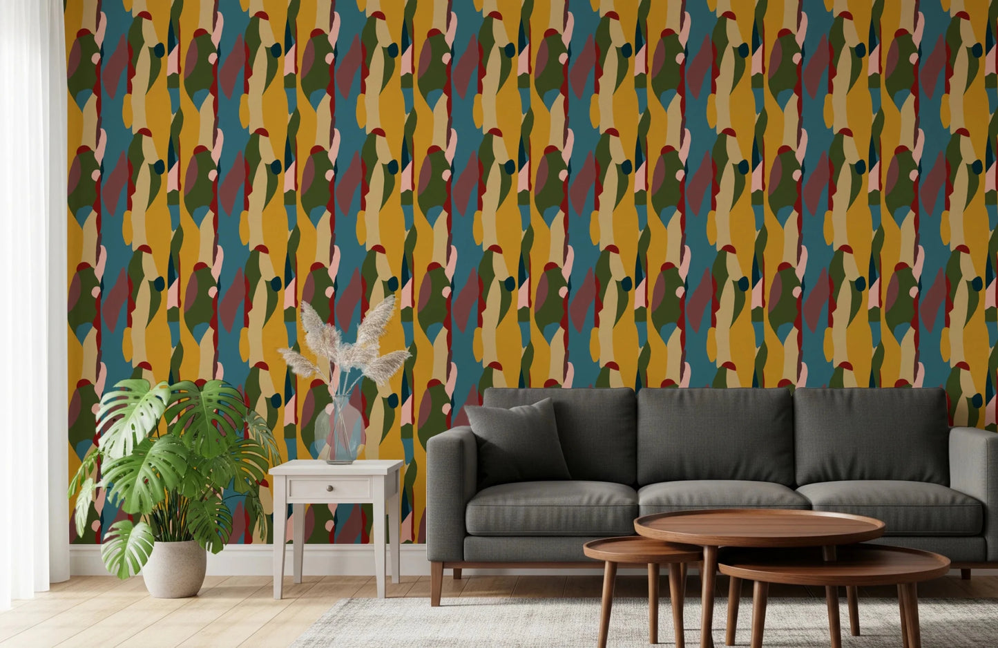 Vertical pattern repeat of Abstract Harmony Geometry Shapes Wallpaper style
