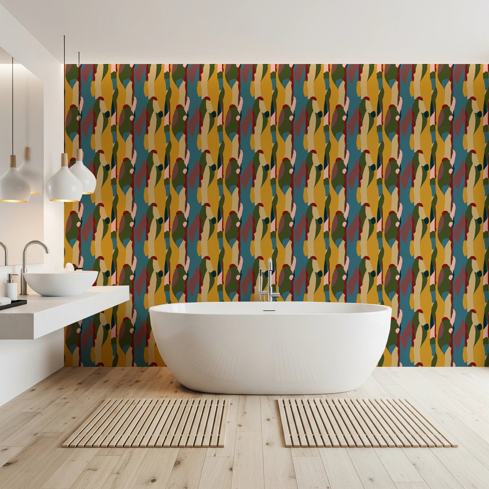 Graphic design details of Abstract Harmony Geometry Shapes for bathroom Wallpaper pattern