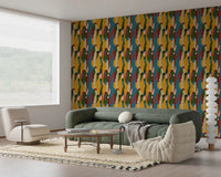 Artistic Abstract Harmony Geometry Shapes Wallpaper with organic silhouettes
