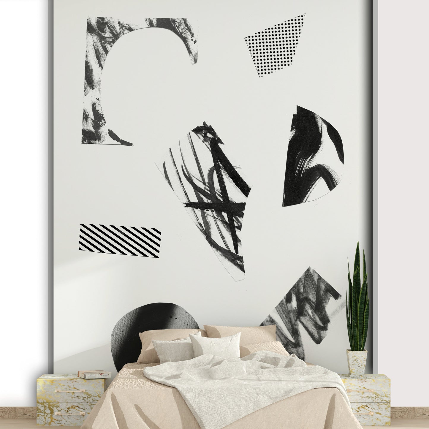A beautiful modern art wall mural for a living room.

