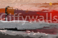 Muted sunrise abstract art for a calm and modern master suite.