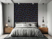 Modern wallpaper featuring abstract foliage in rich, dark colors for stylish walls.