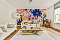 Matisse-inspired abstract floral wall mural


