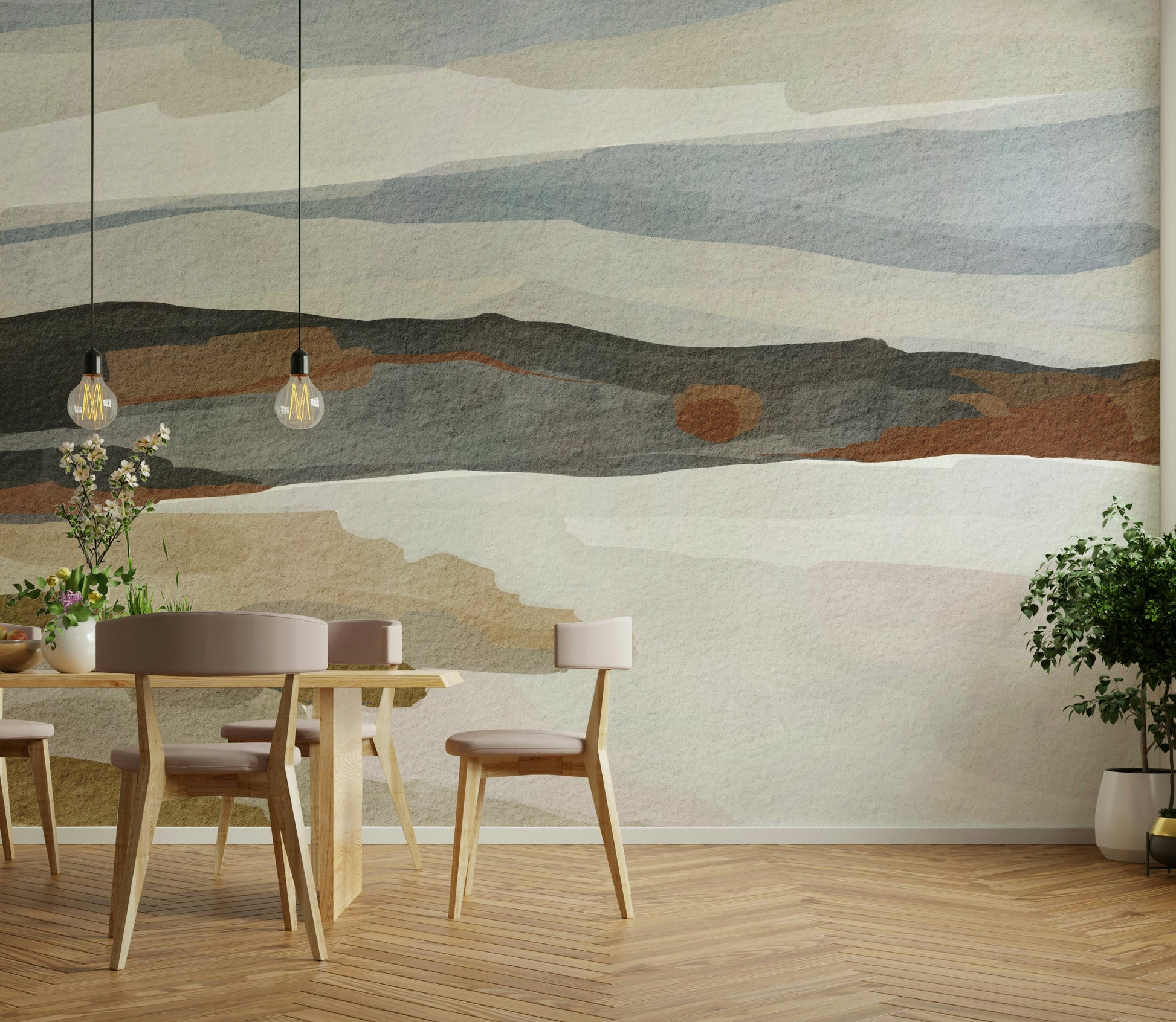 Peaceful abstract mountain wallpaper for walls

