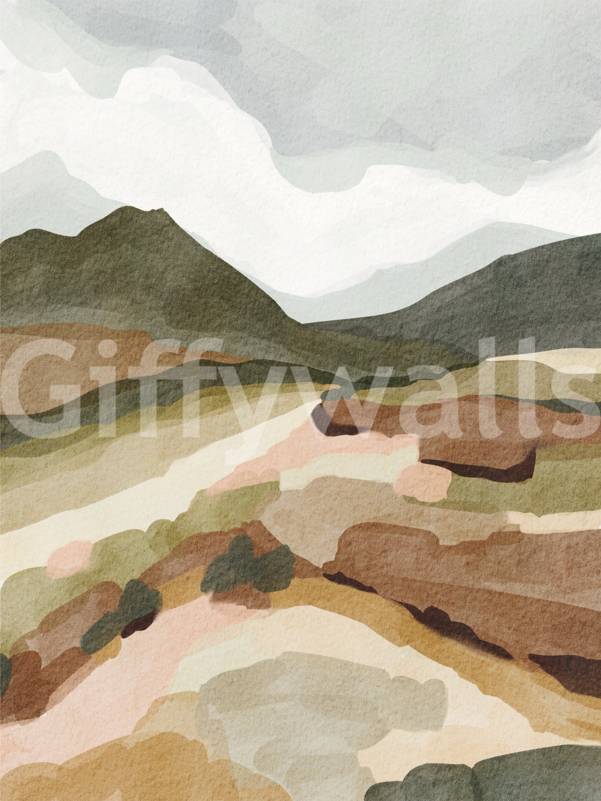 Calming abstract wall mural

