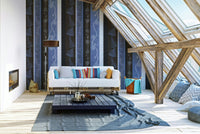 Wallpaper with vertical stripes of different patterns.

