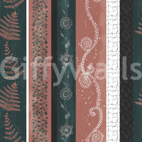 Wallpaper with a mix of teal and brown tones.

