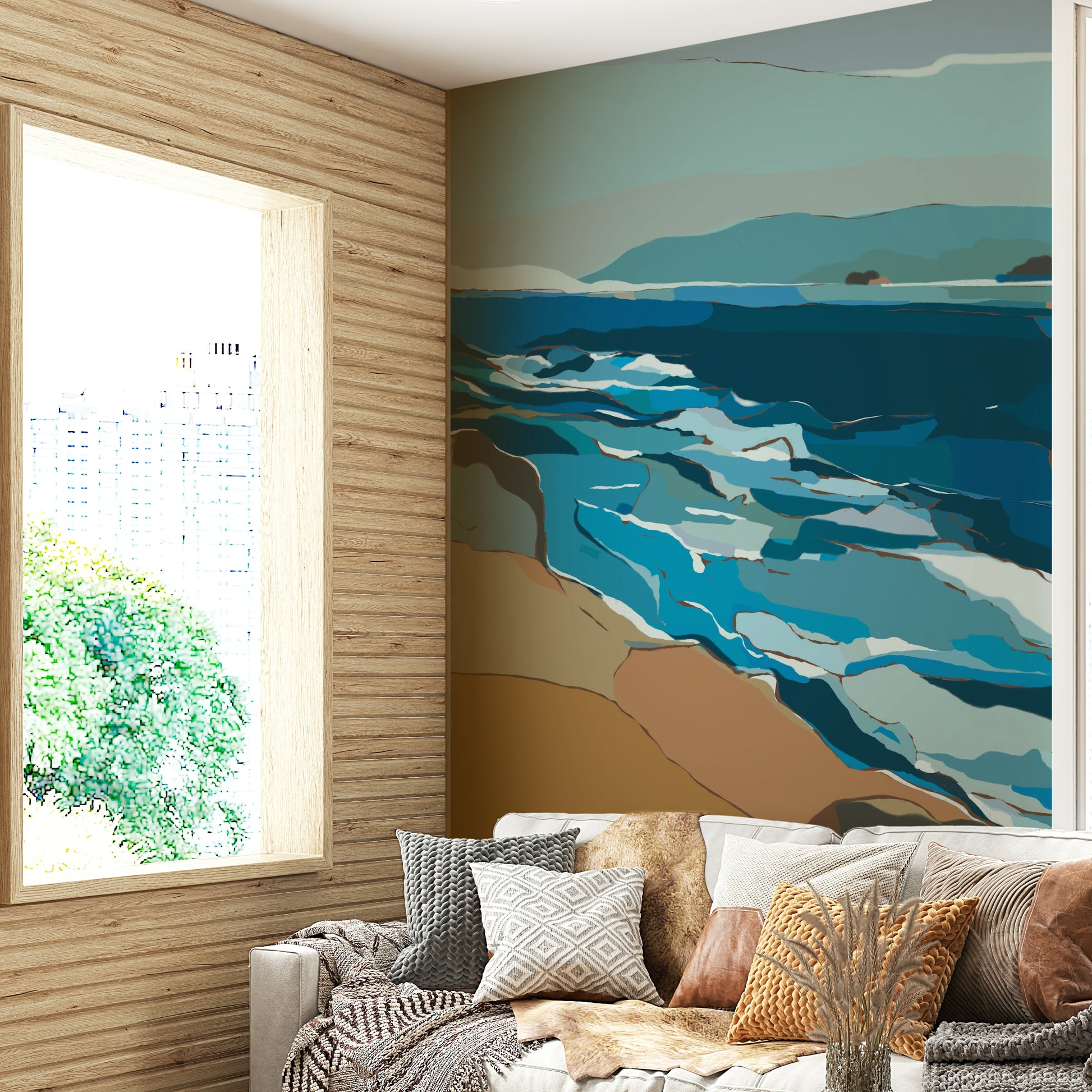 Contemporary ocean wallpaper

