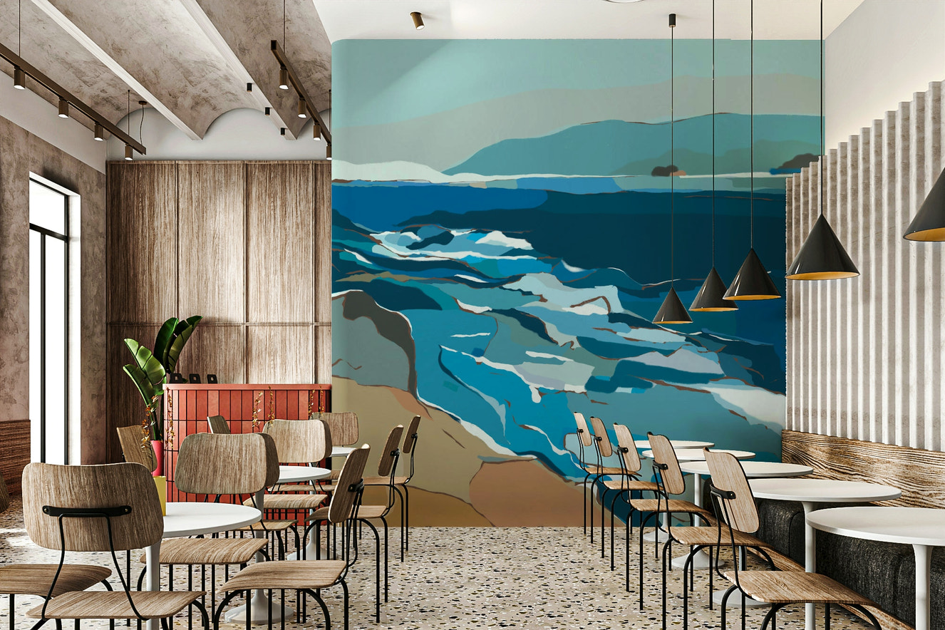 Abstract Ocean Blues wall mural

