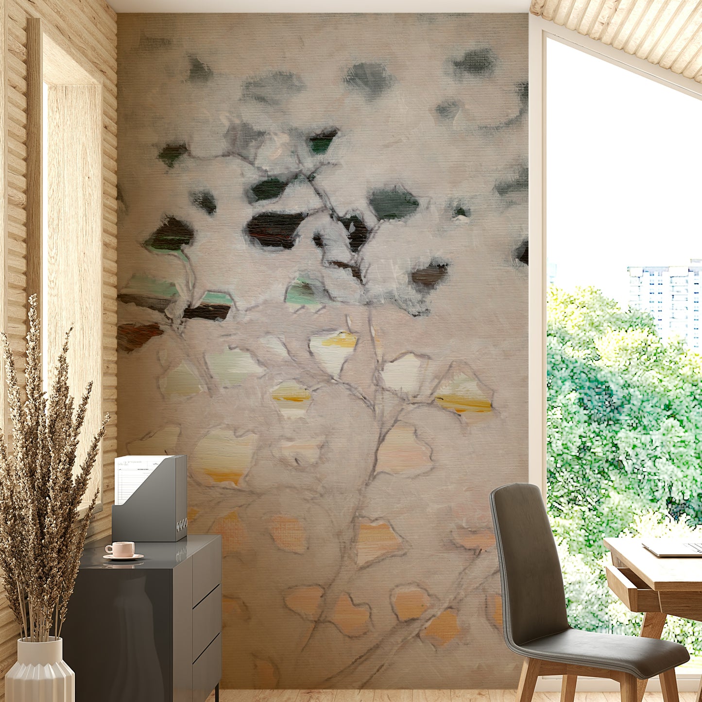 Soft brushstroke floral wallpaper

