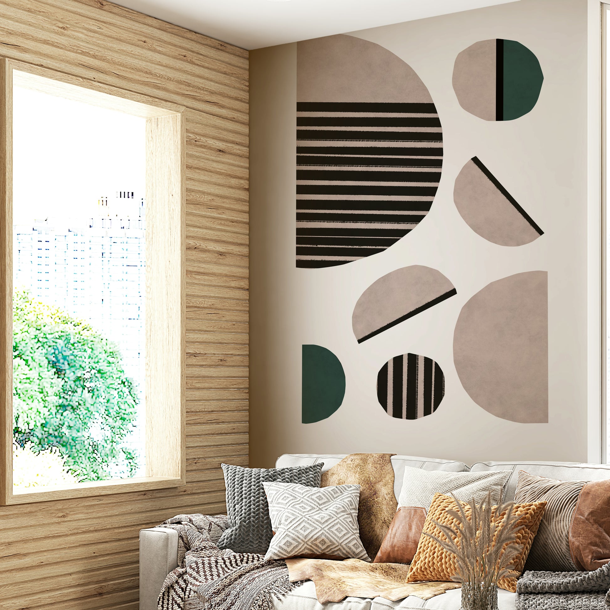 Black and white abstract wallpaper for minimalist decor.