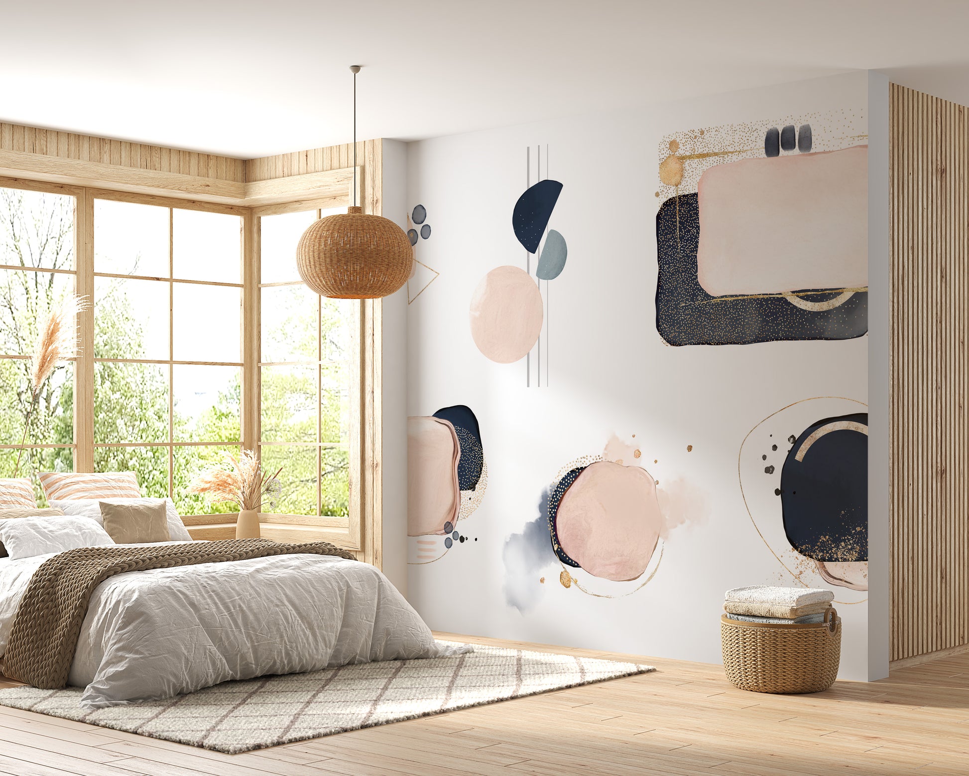 Abstract Pink and Blue Shape Wallpaper - Giffywalls