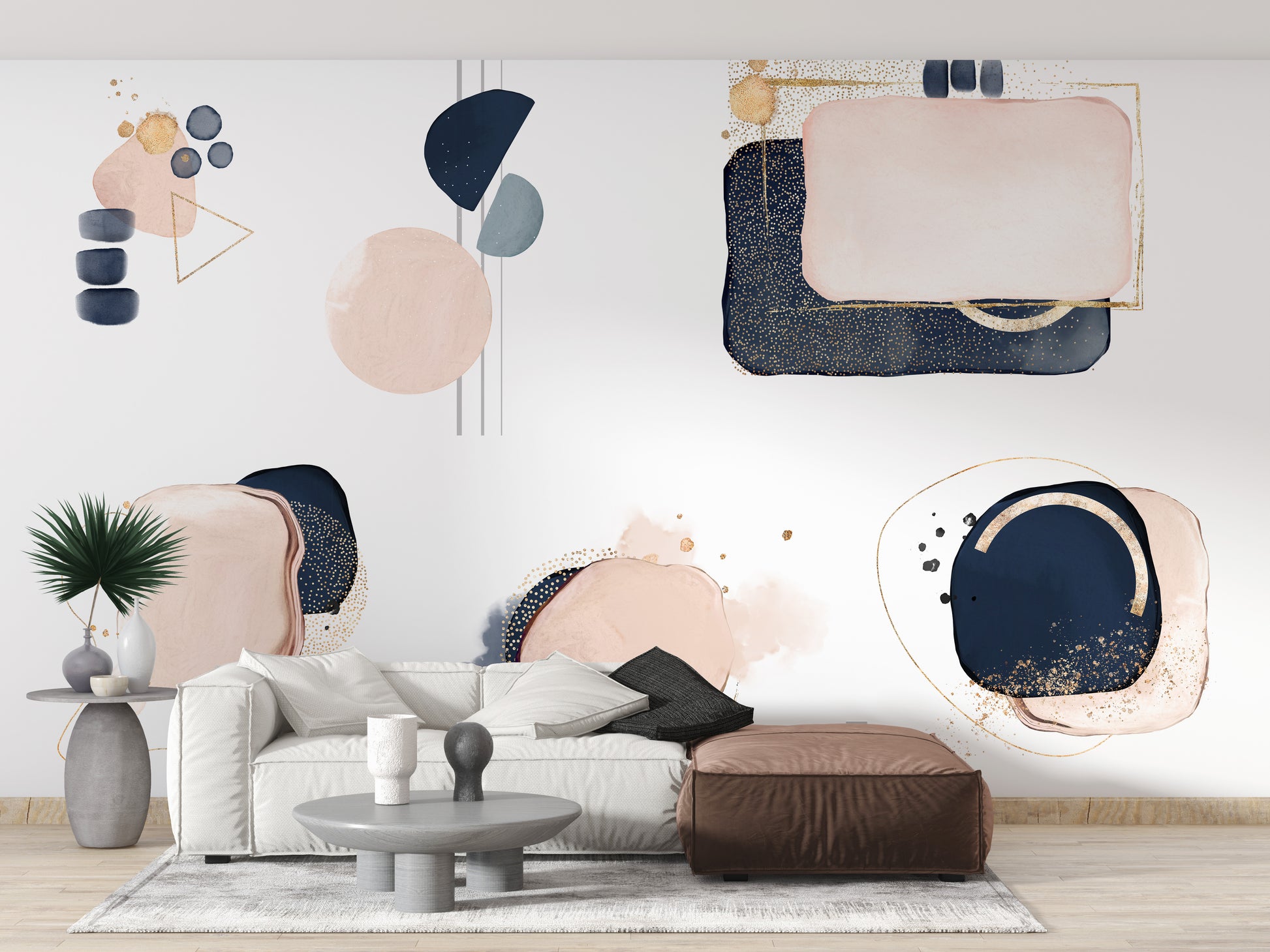 Abstract Pink and Blue Shape Wallpaper - Giffywalls