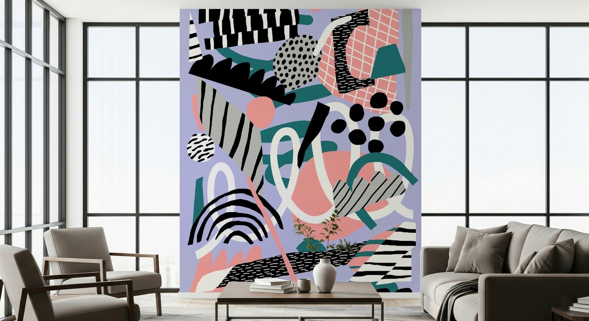 A serene subtle color wash wall mural for your decor.

